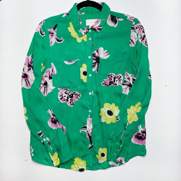 J CREW Silk Floral Blouse - Picture 1 of 2